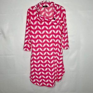 R & B Collection Woman’s Dress Sm Liquid Knit Pink & White ¾ Sleeves Round Hem